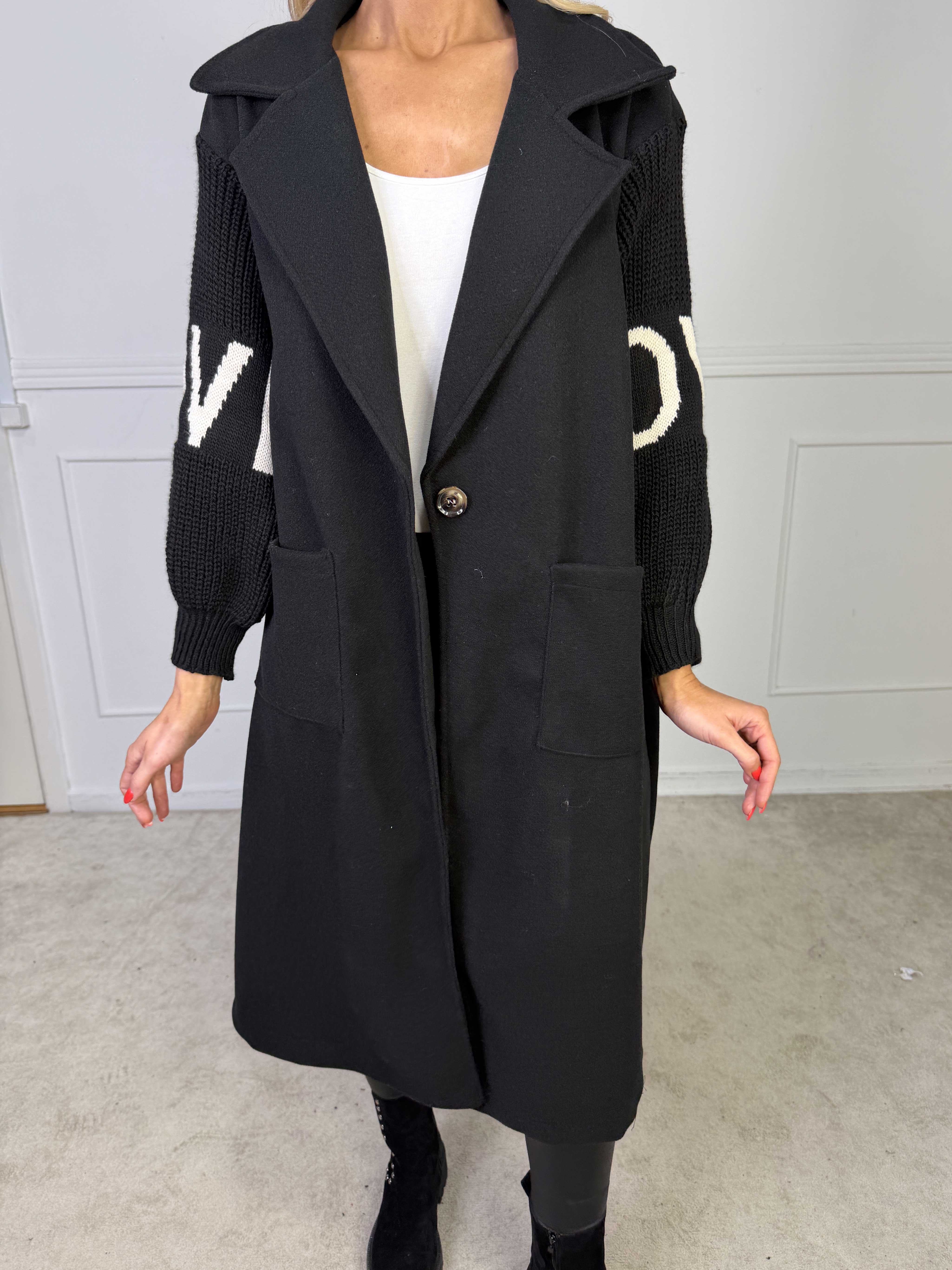 Debbie Midi - Fin frakke med strikærmer